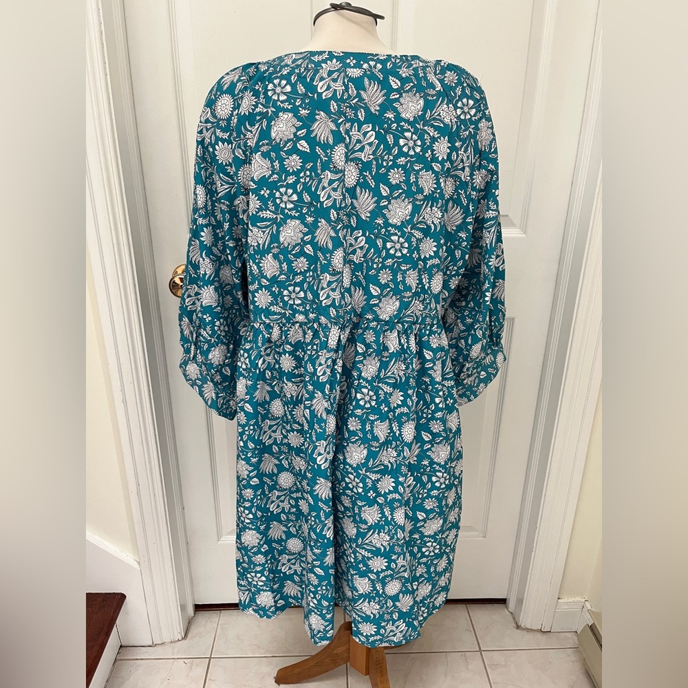 Floral Teal Dress plus size - Picture 6 of 8